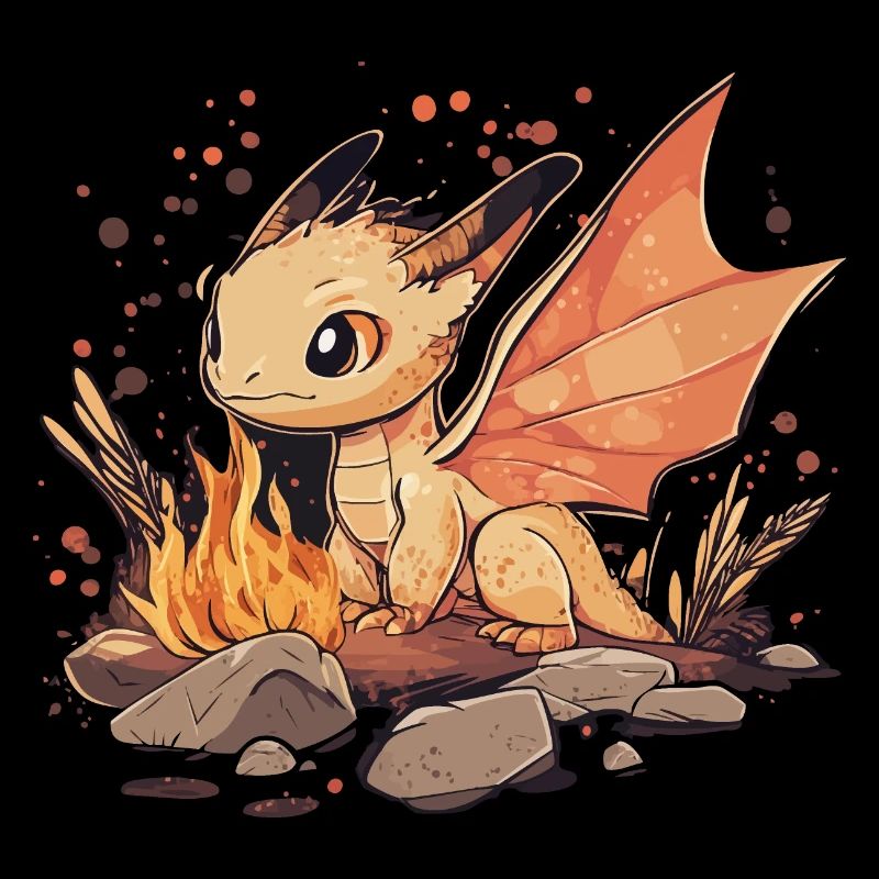 Comic Drache mit Feuer