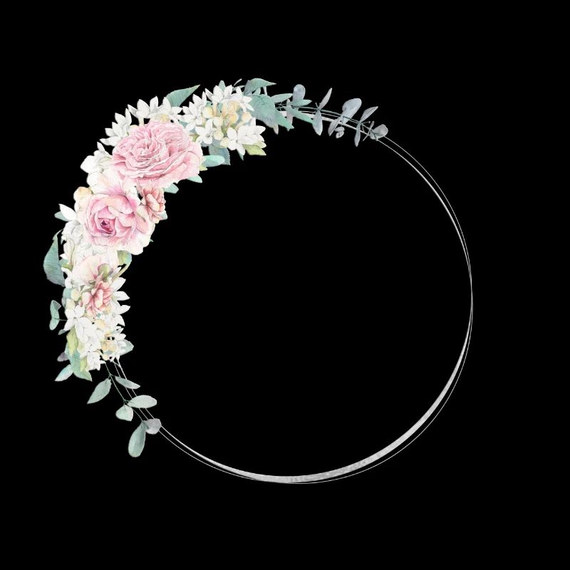 Customizable floral wreath silver pink