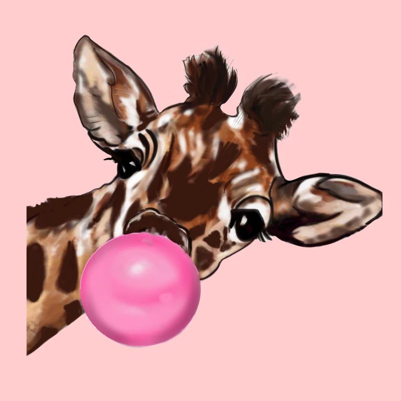 Giraffe with bubble gum