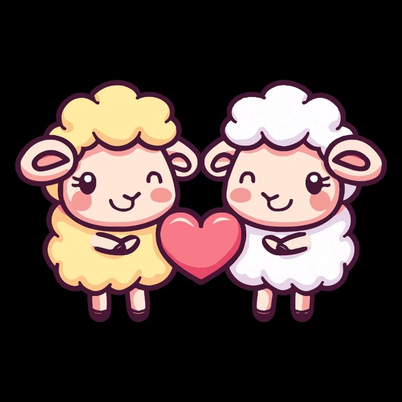 Schaf Comic Paar Liebe