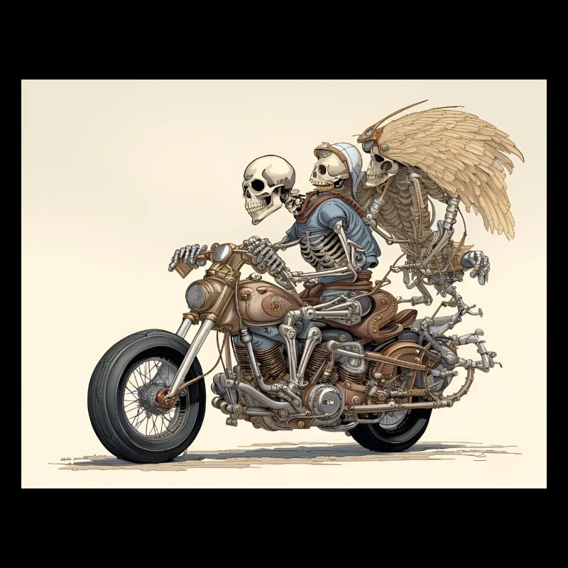 Skeleton Bones Biker Motor Torque Couple