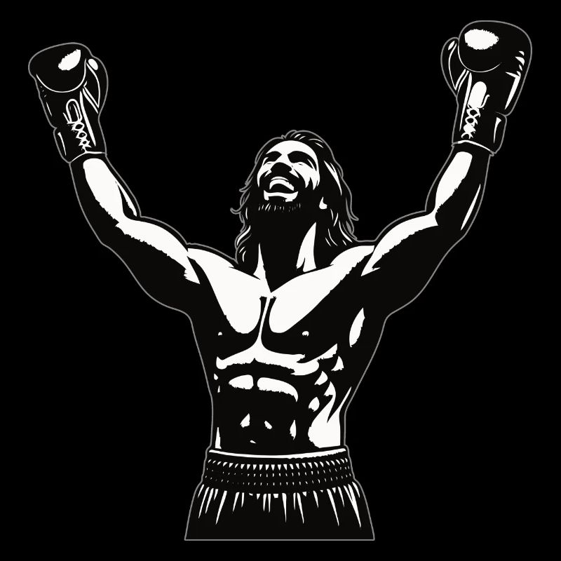 Boxer with victory pose - cool boxing design