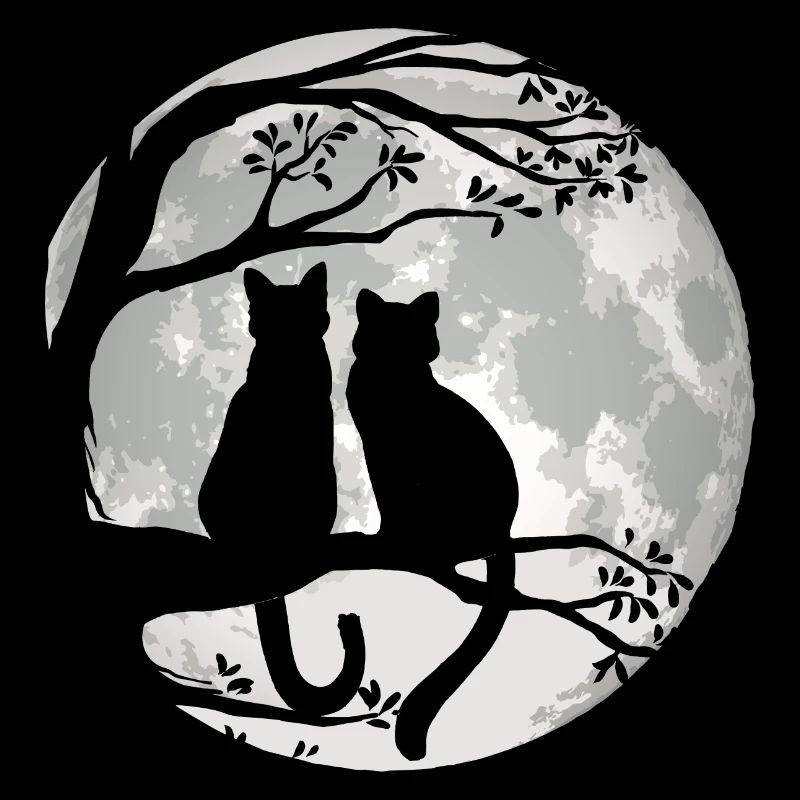 Chats sur arbre au clair de lune - Cher chat
