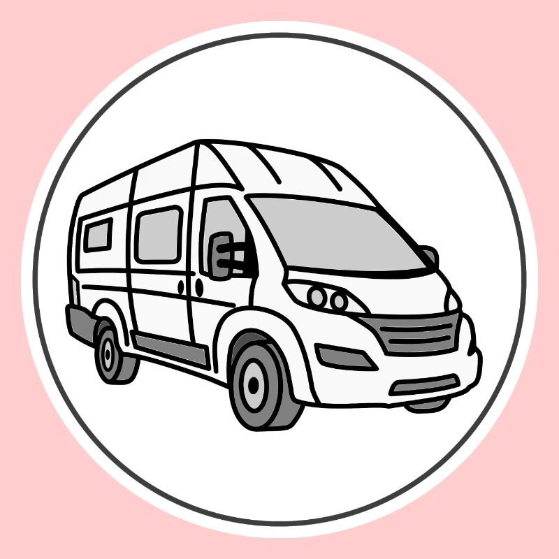 Camping-car / van avec logo rond blanc