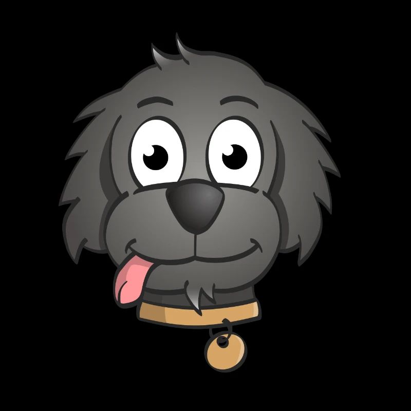 Illustration joyeuse de la tête d’un chien.