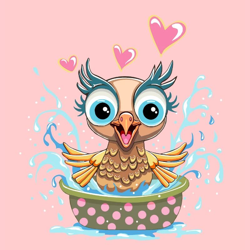 oiseau dans son bain