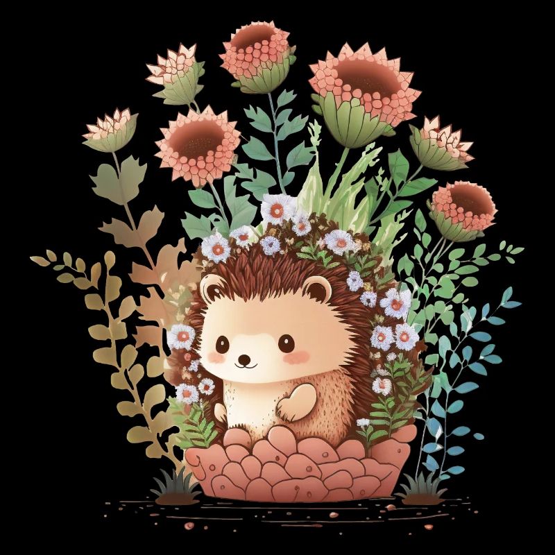 Hérisson mignon, pot de fleurs, animaux indigènes