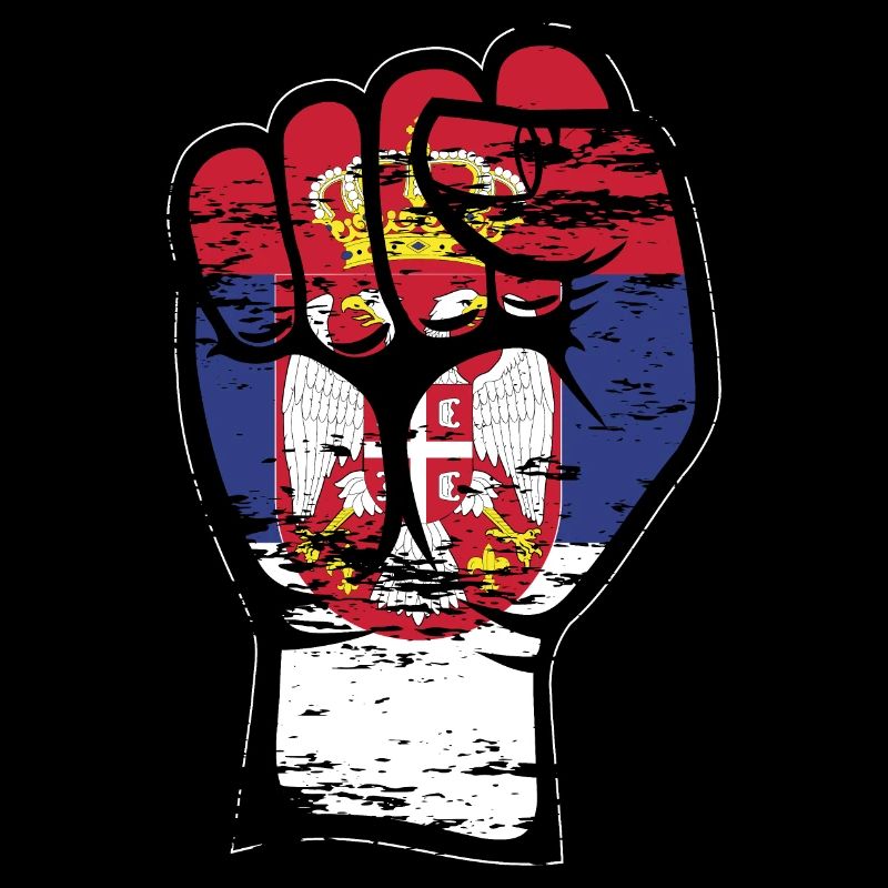 Poing du drapeau de la Serbie utilisé