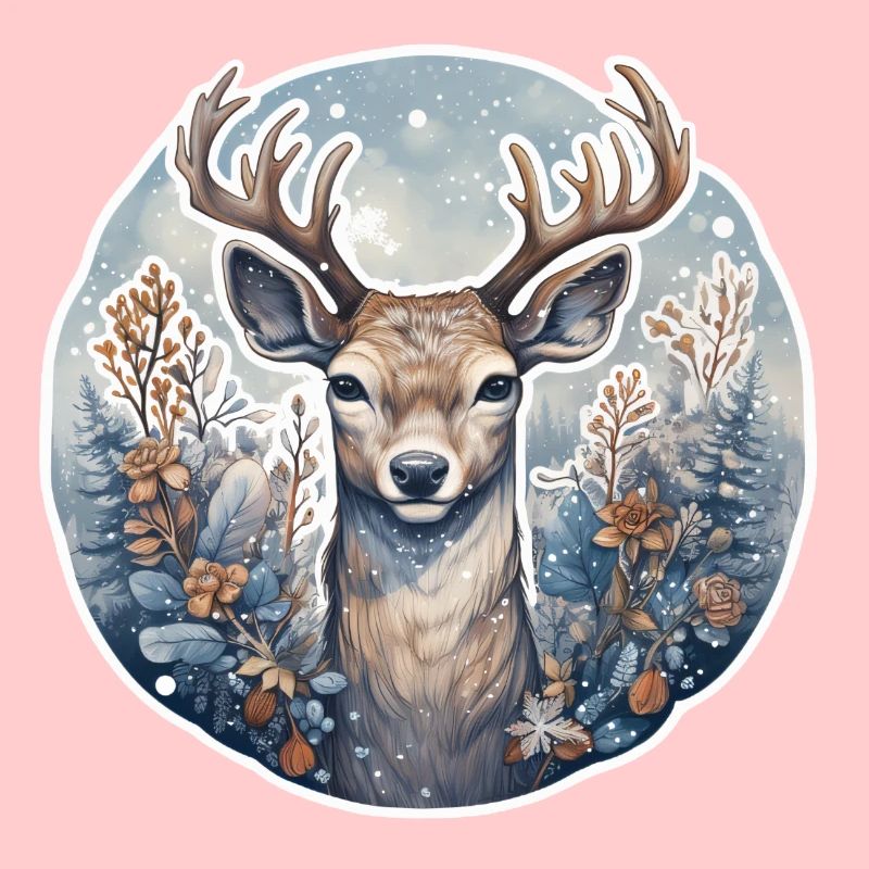 Winterlandschaft mit Hirsch