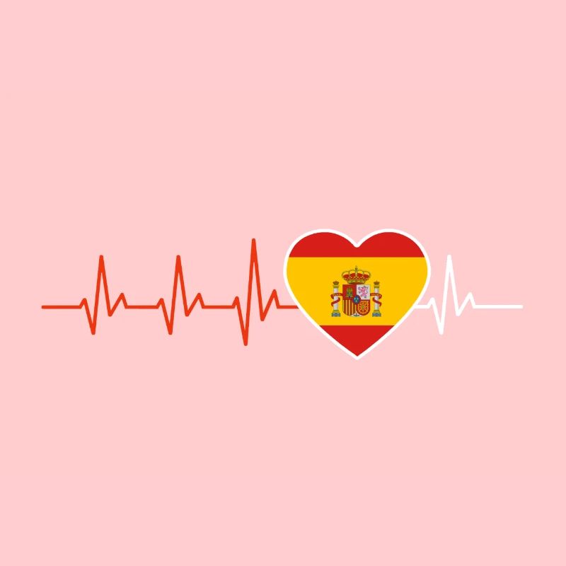 HERZSCHLAG SPANIEN SPANISCH EKG FLAGGE GESCHENK
