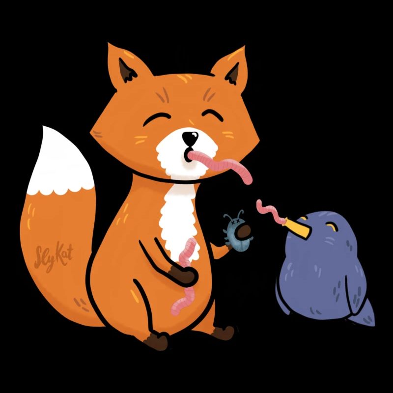 Fuchs und Amsel beste Freunde