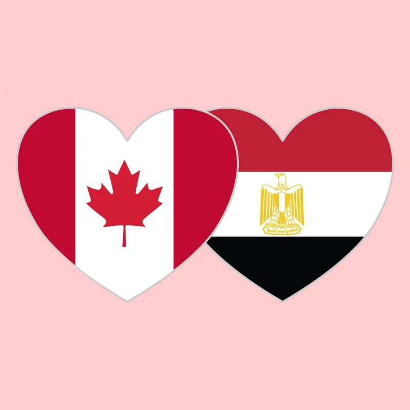 Canada Egypt Flag Heart