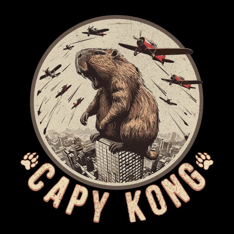 Funny Capybara - standing on a rooftop