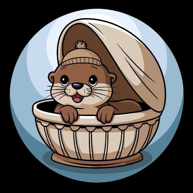Mignon bébé loutre dans un lit bébé