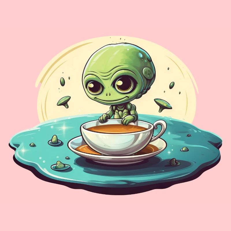 grünes alien kaffee kaffeetrinker