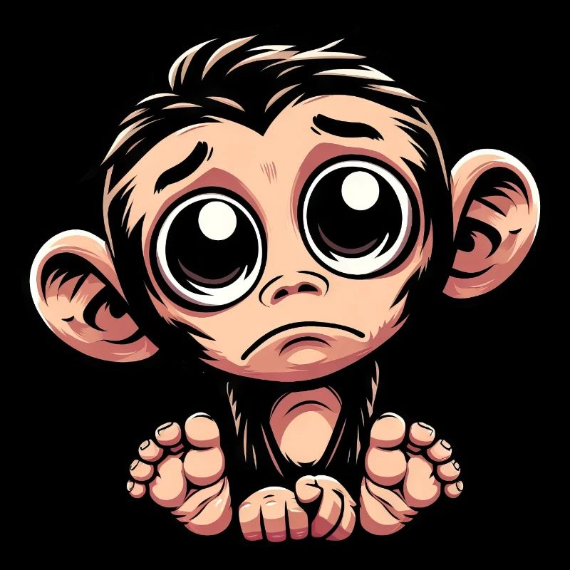 Cute sad monkey emotive chimpanzee slaughtered