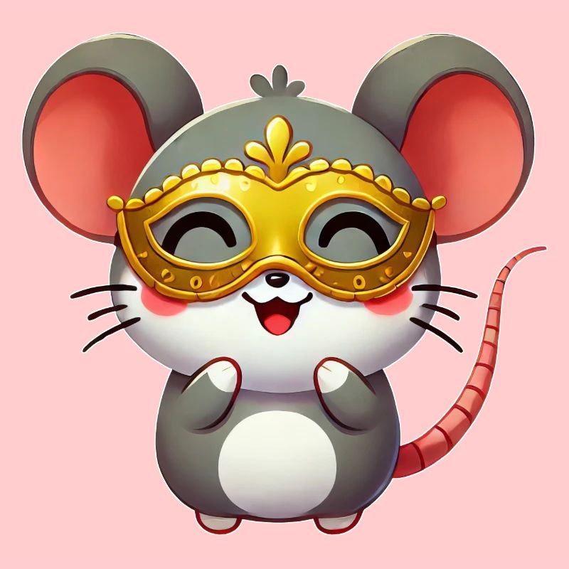 Mignon dessin animé souris Mardi Gras Carnaval