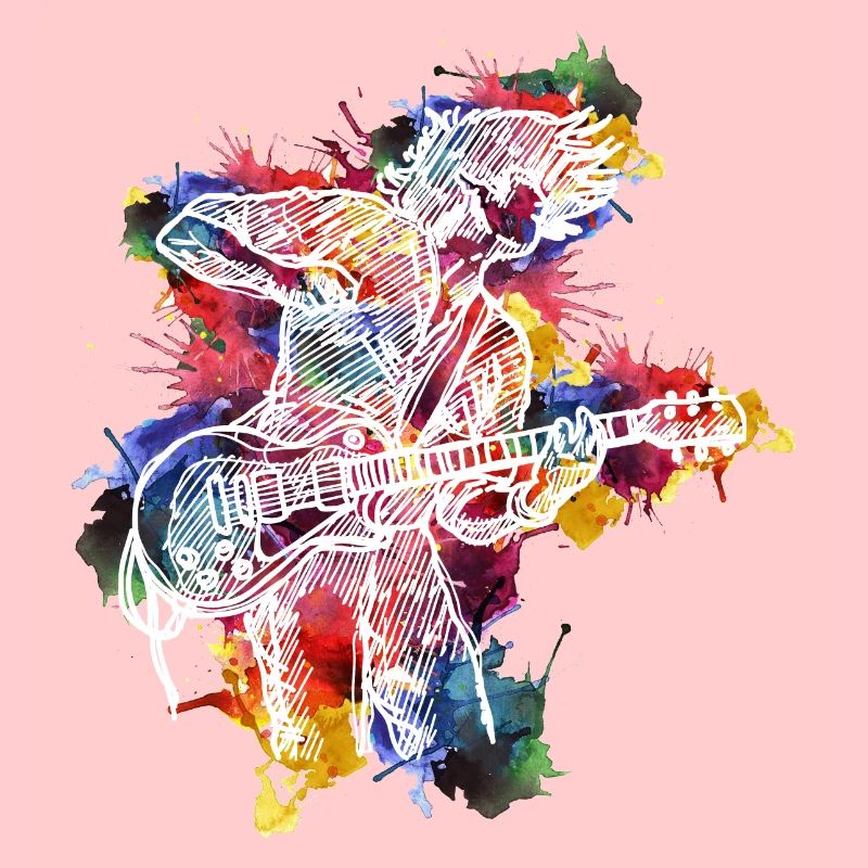 Conception aquarelle d'évolution de guitare pour