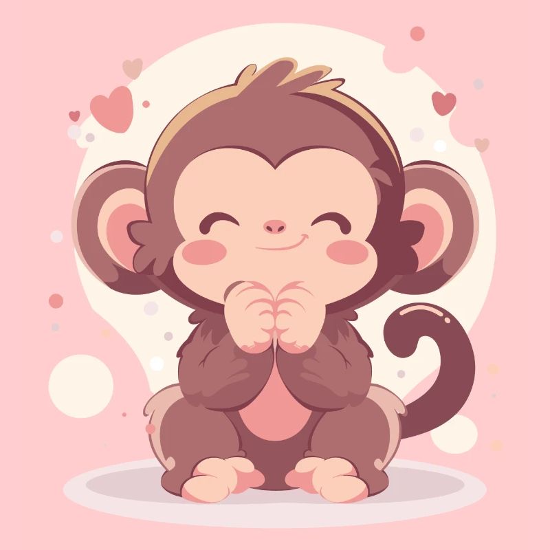Un chimpanzé chibi joyeux