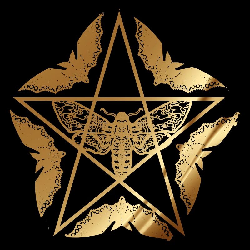 Gothic,Moth,Pentagon,Flowers,Red,Bat,Gold