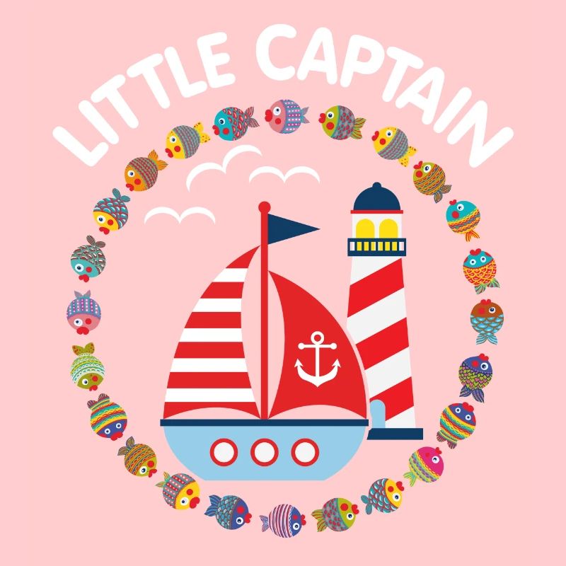 Little captain with sailboat and lighthouse