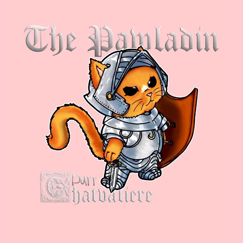 Mignon chat paladin chevalier avec épée