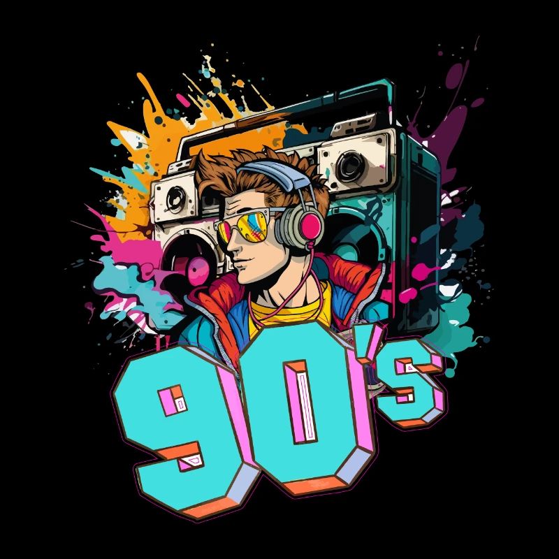 90s 90s Musique Ghettoblaster Casque Party