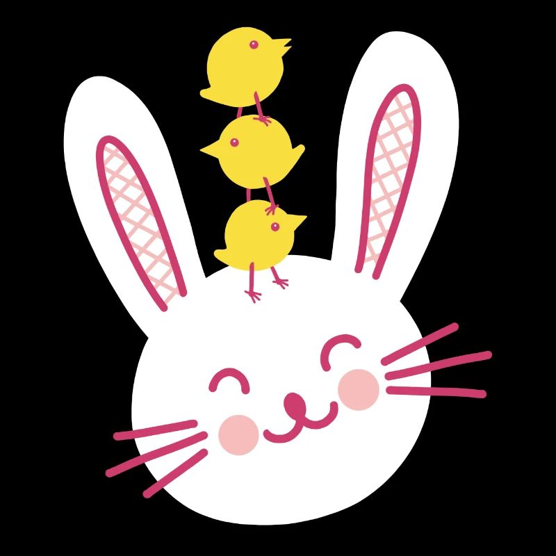 Lapin de Pâques et trois poussins mignons