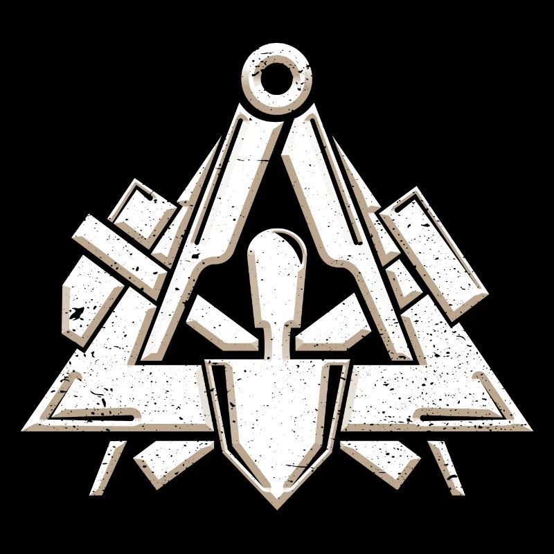 Symbole de la guilde des maçons dans un look grunge 3d cool