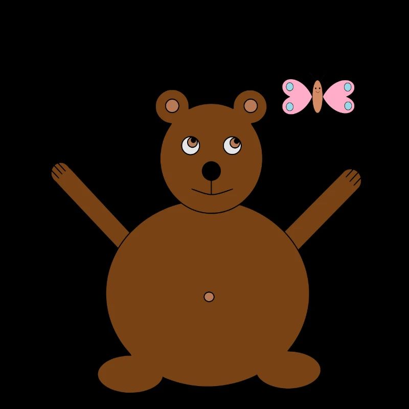 Brauner Bär & rosa/blauer Schmetterling