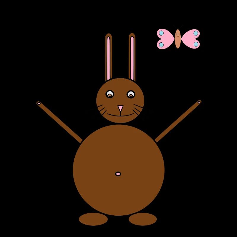 Brown Rabbit & Pink/Blue Butterfly