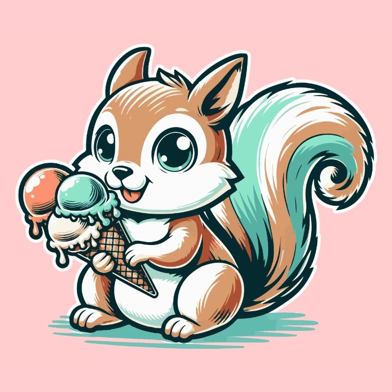 Niedliches Cartoon-Eichhörnchen mit Eiscreme