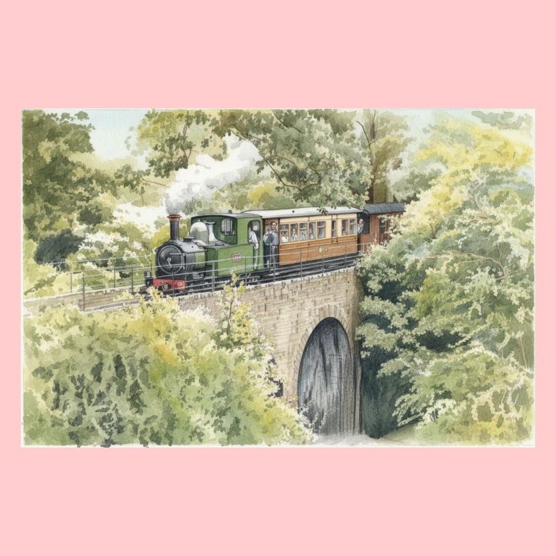 Viaduc du train à vapeur à l’aquarelle
