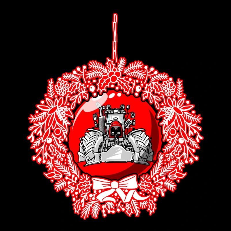 Weihnachtskranz Roter Traktor