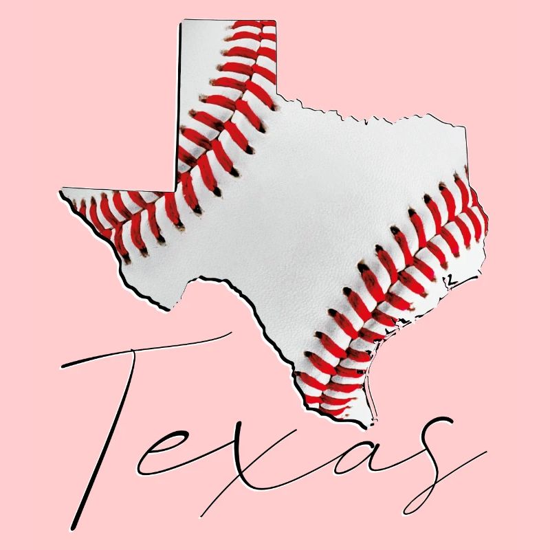 Real Baseball in Texas State Map TX