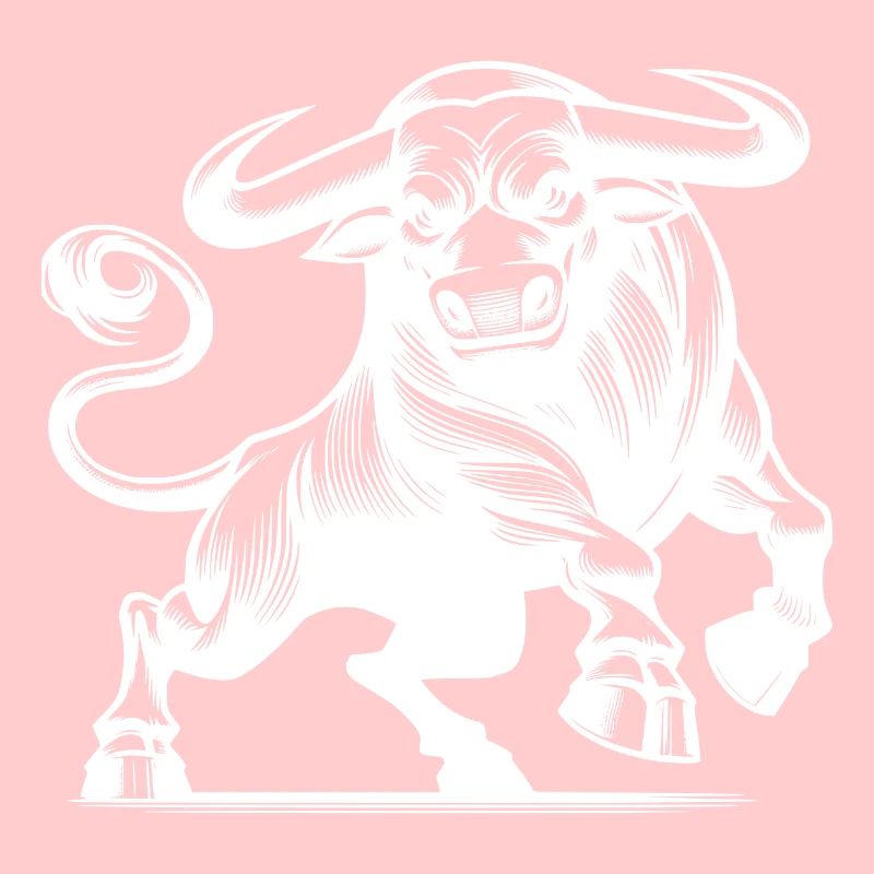 Evil strong bull with huge horns