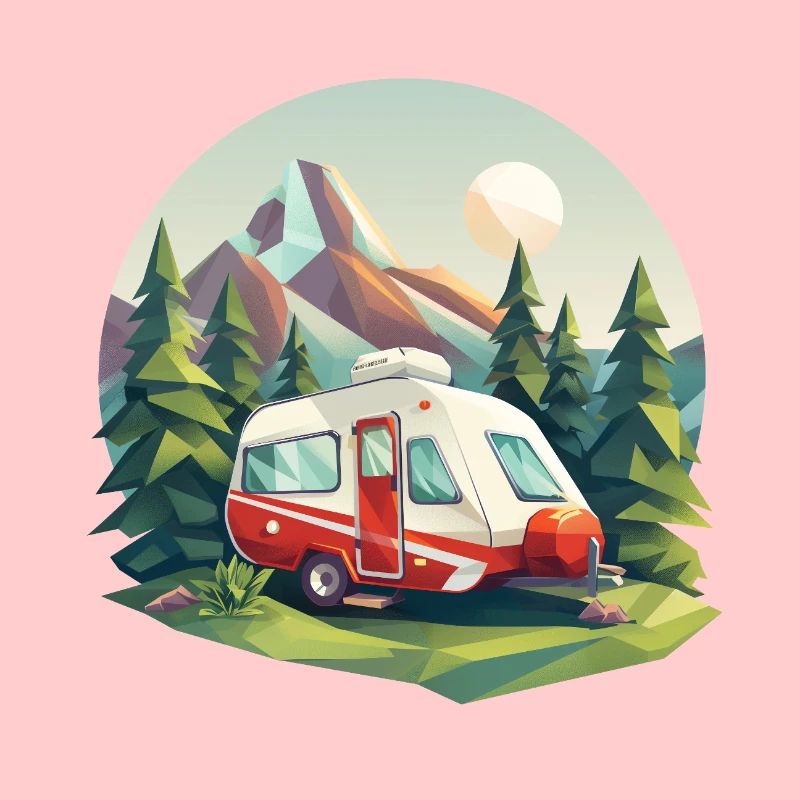 Camping à l’ancienne – Moderne dans un look low poly