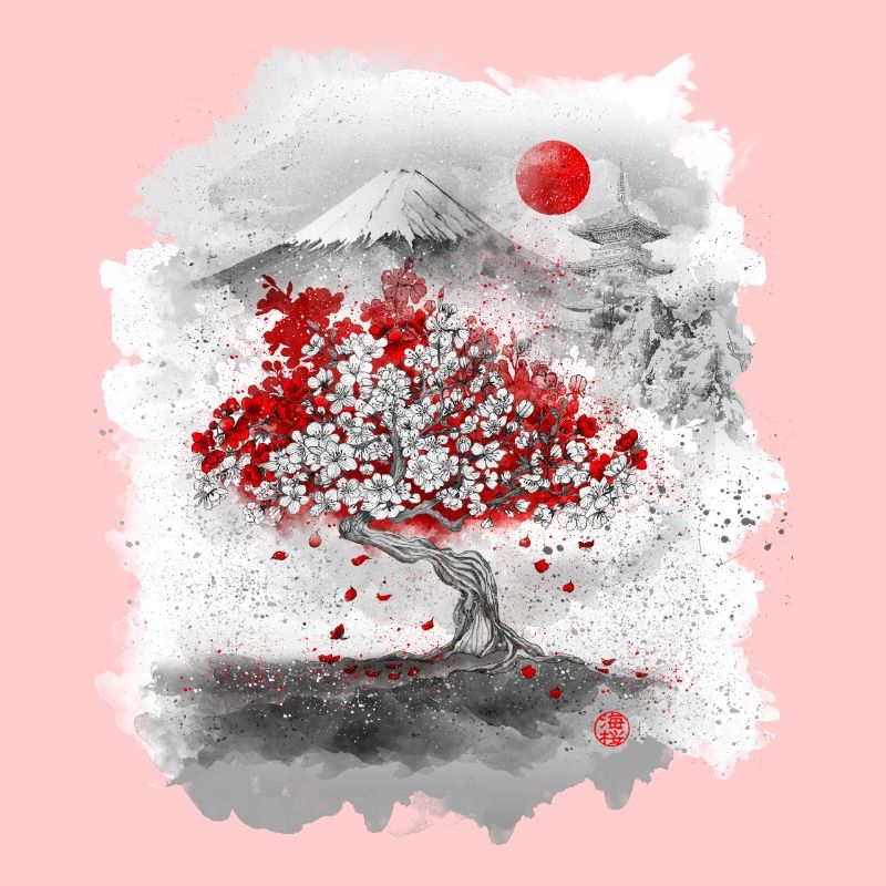 Mount Fuji hinter einem Kirschbaum