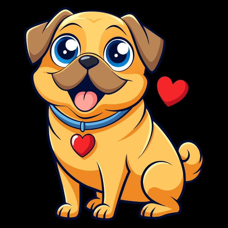 Puggle affectueux Art numérique