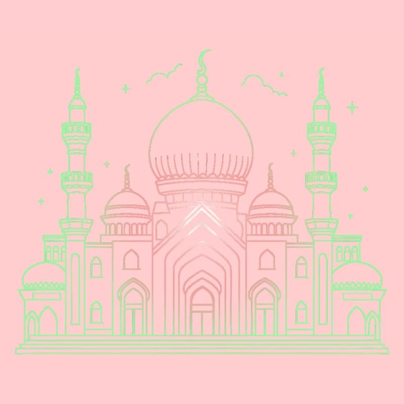 Mosque star crescent stylized green or black
