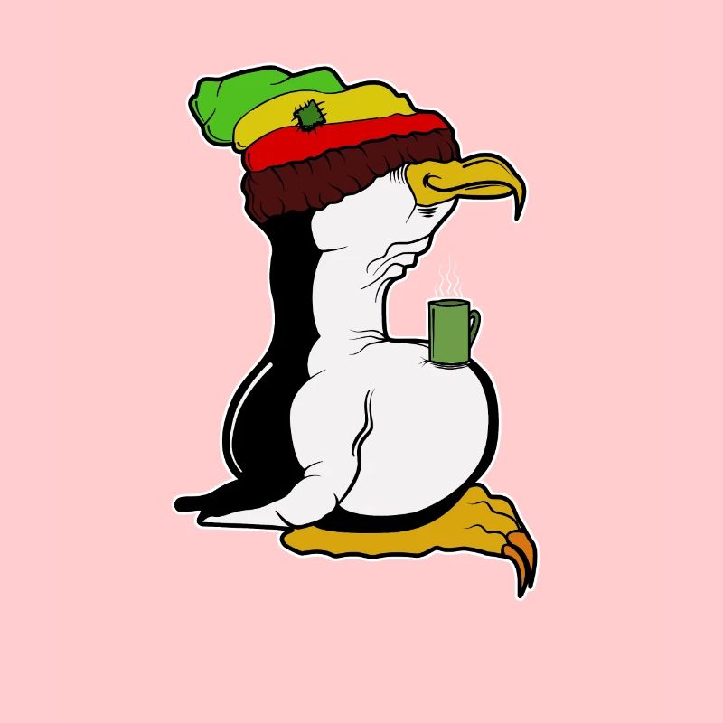Tux Linux Pinguin Kaffeepause Computerfreak Rasta