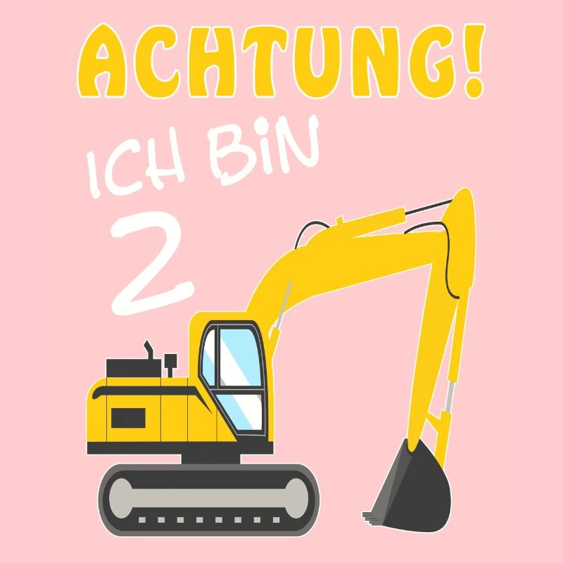 2. Geburtstag Ich bin 2 Jahre Bagger Baustelle