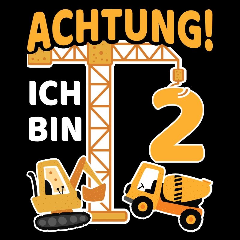 2. Geburtstag Baustelle Bagger Kran Geschenk Junge