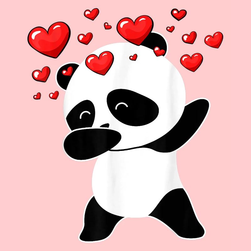 Panda Cool Dabbing Hearts