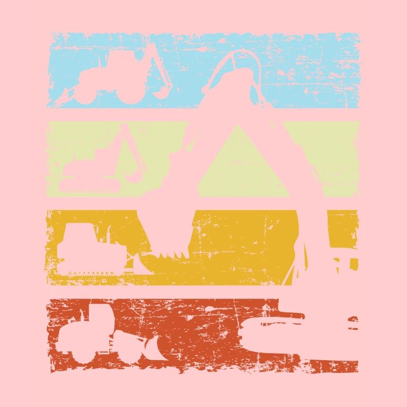 Bagger Baggerfahrer Baustelle Retro Bauarbeiter