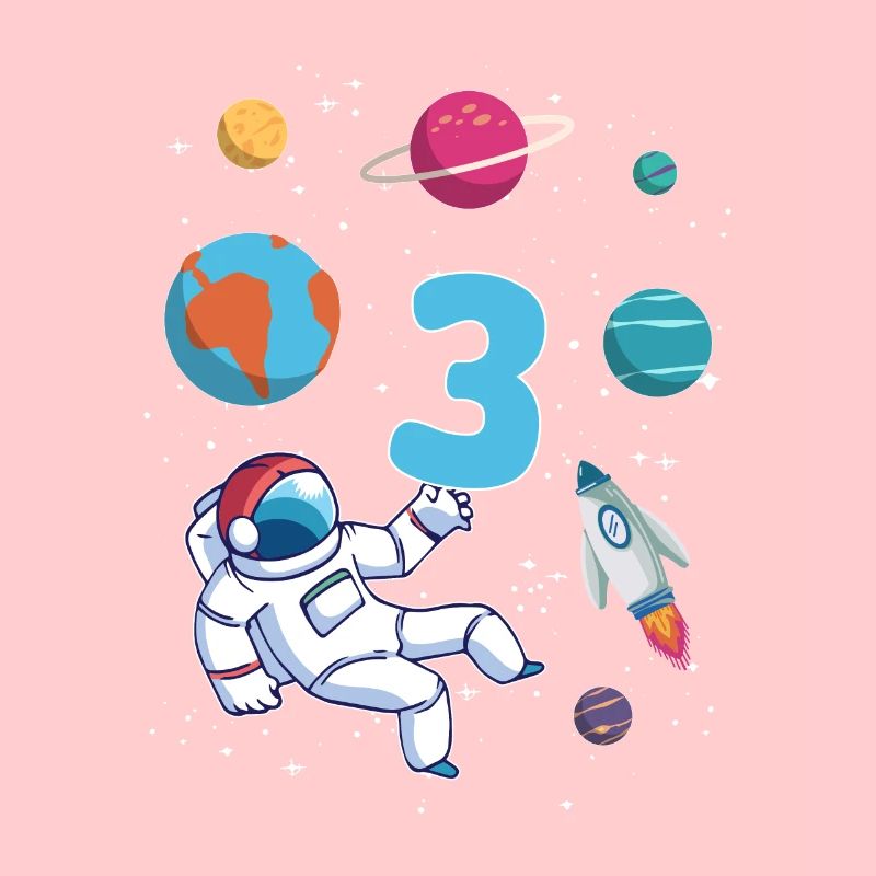 Astronaute fusée 3ème anniversaire de l’espace 3 ans