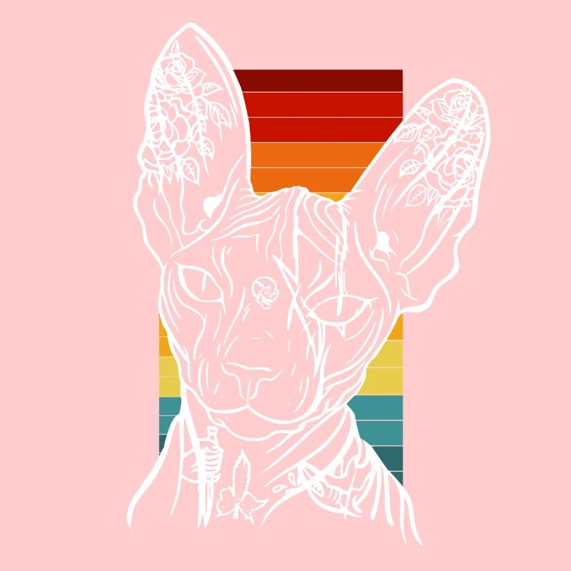 Sphynx Tattoo Cat Vintage Design