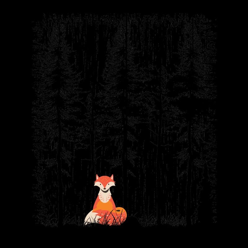 Sweet Fox in the Forest Retro Pattern Vintage Tree Forest