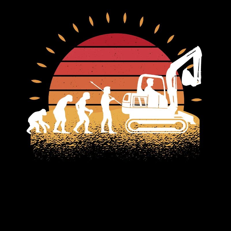 Retro Excavator Excavator Driver Evolution Construction Site