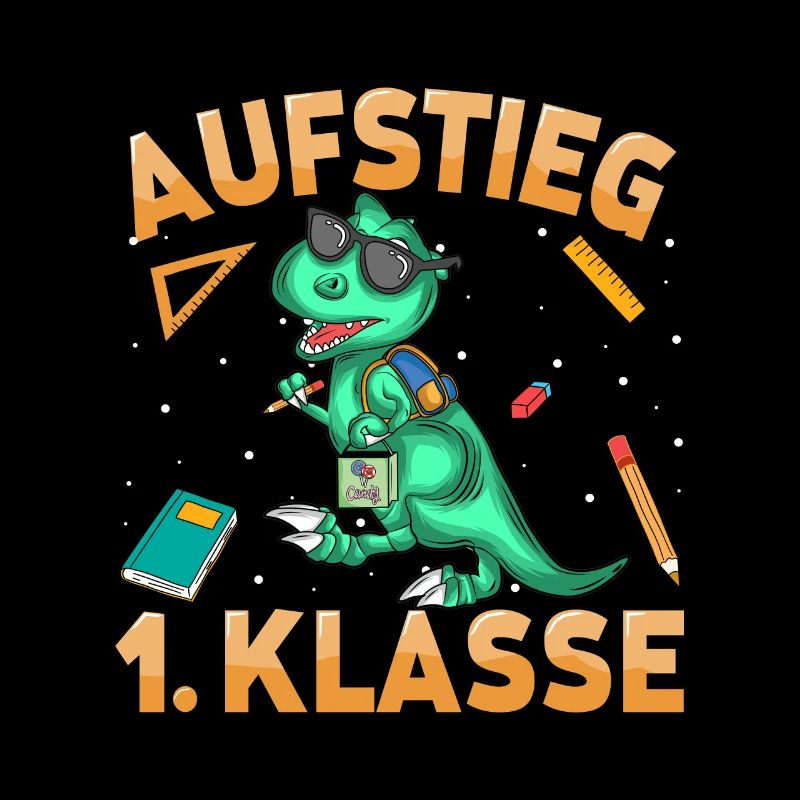 Aufstieg 1. Klass Dinosaurier Schulkind Schulstart